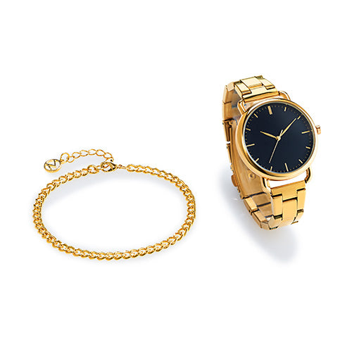 Matilda Goldtone Watch and Bracelet Set