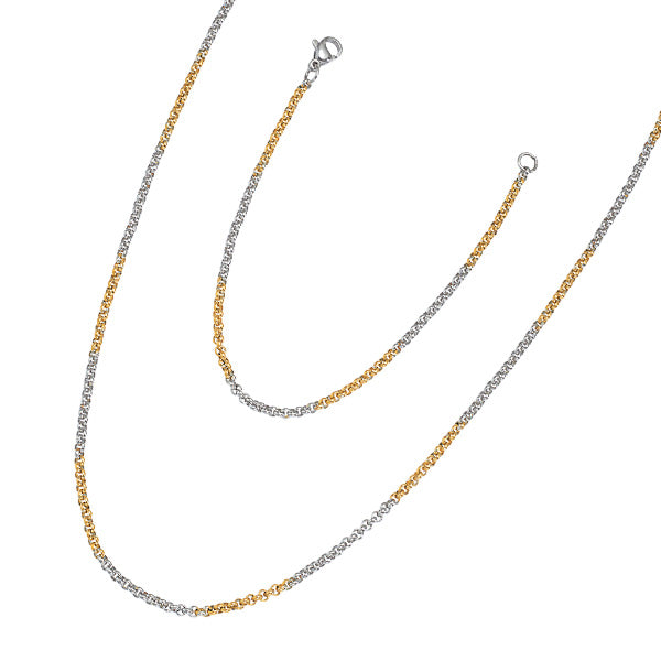 Leif Two-tone Unisex Necklace and Bracelet Gift Set